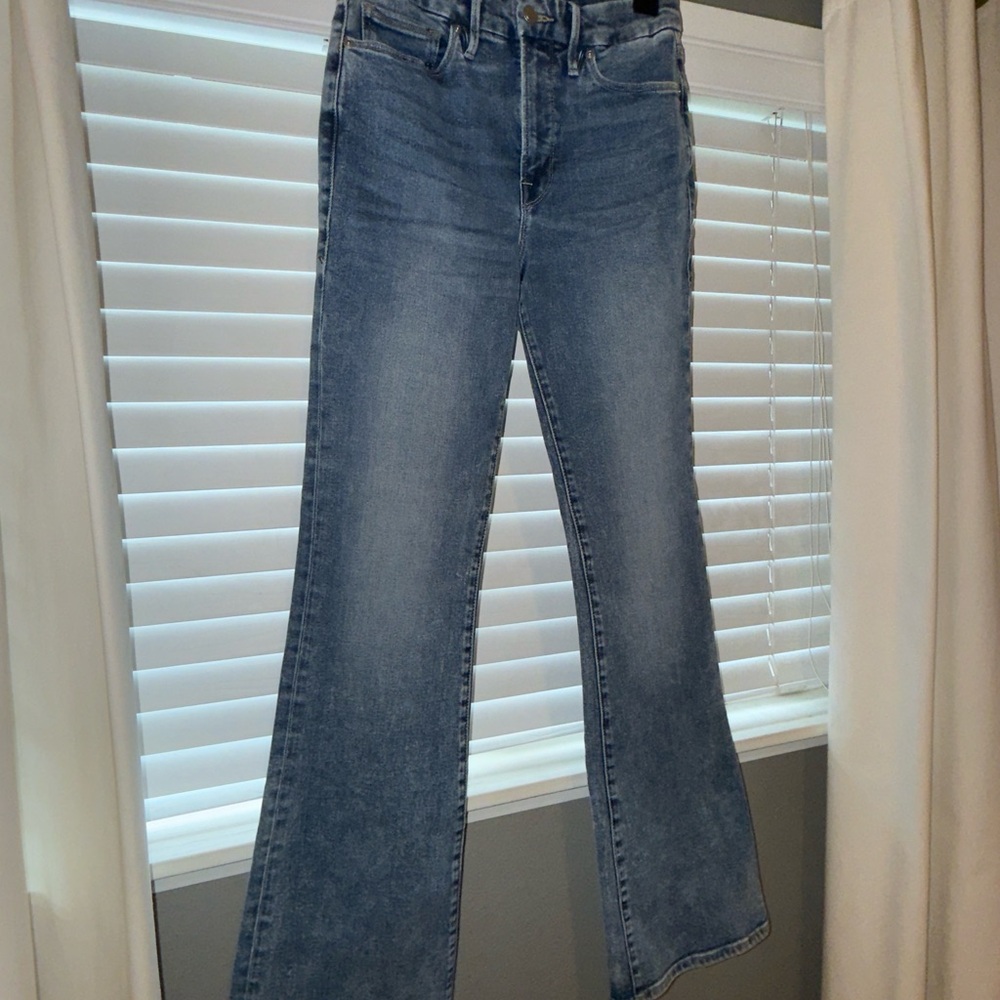 Good American Blue Flare Wide Leg Jeans